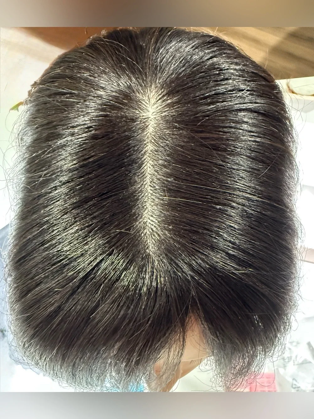💯% HUMAN 10-12” Topper with Bangs, Straight Dark Brown/Almost Black